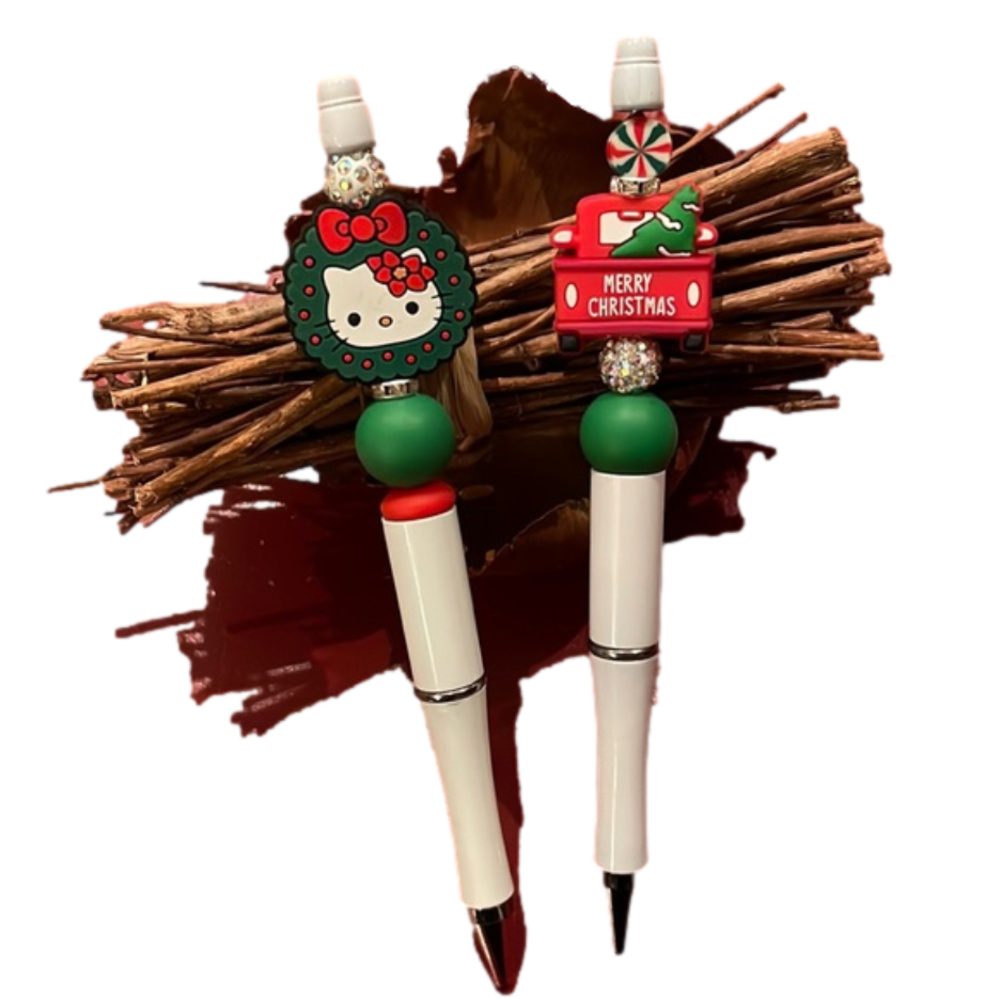 Handmade Hello Kitty Christmas Beaded Pens